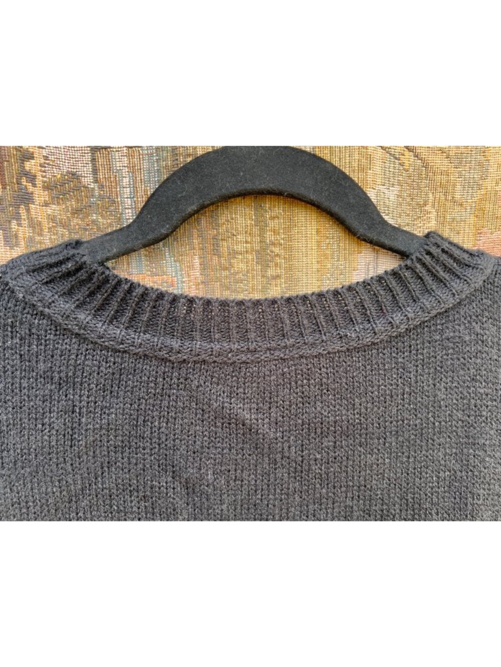 Y2K Madamoiselle Sweater XL Black & Sparkly Gold Baroque Knit VTG 90s Glam Rock - Picture 9 of 10